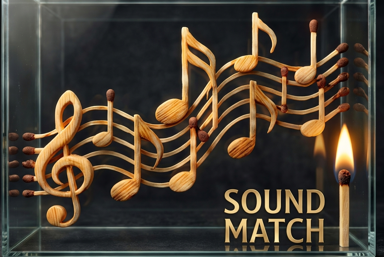SoundMatch — matchstick music notes logo